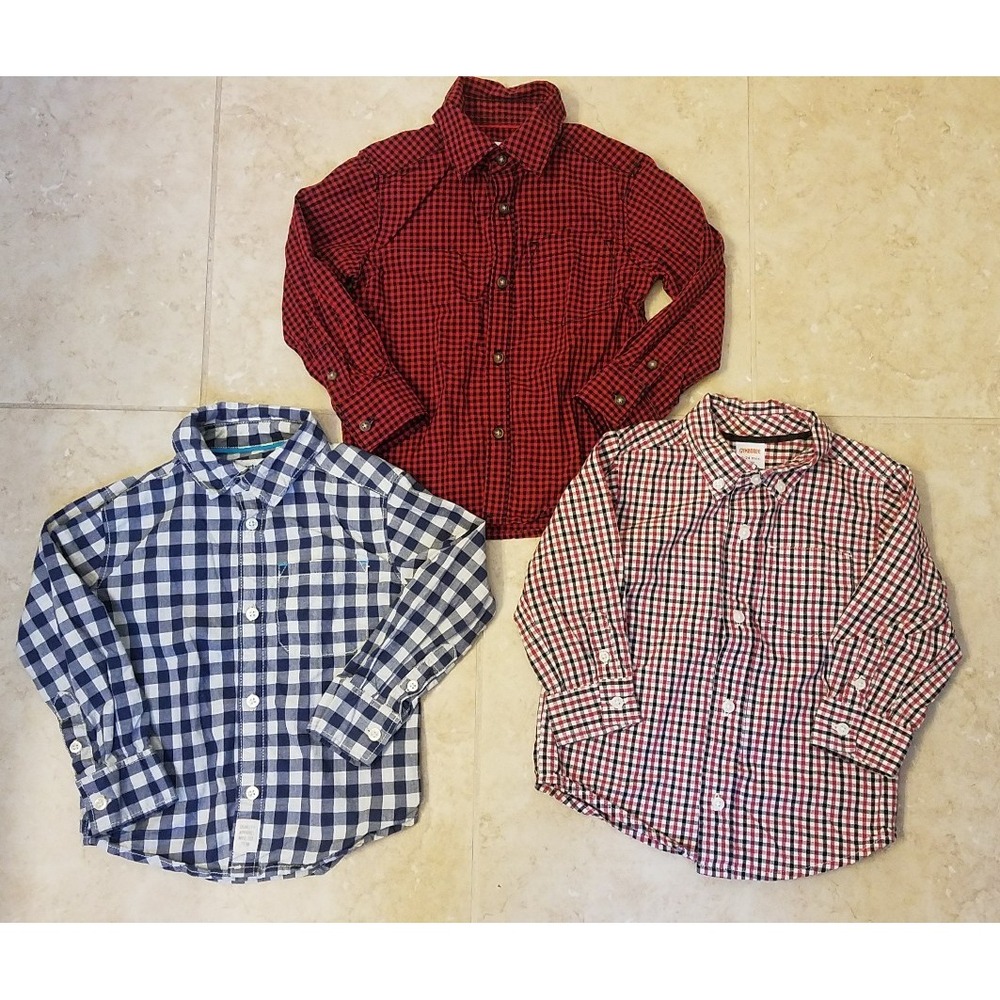 (3) Carters & Gymboree Toddler Boys Long Sleeve Shirts Button Up 18-24months 2T